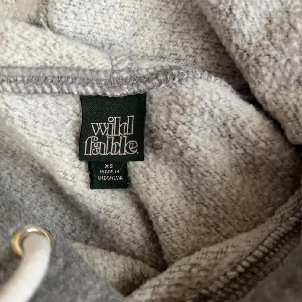 Wild Fable grey cropped hoodie with drawstring Size XS New - Picture 5 of 5